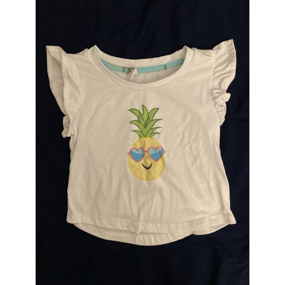 4T Sweet Butterfly girl clothes - 1 piece T shirt | solid cool pineapple theme